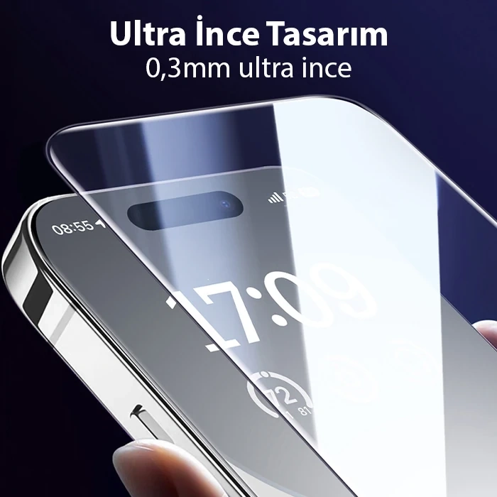 Baseus Schott iPhone 15 Pro Max Full Koruma Eye-Protection Tempered Cam Ekran Koruyucu-(5775)