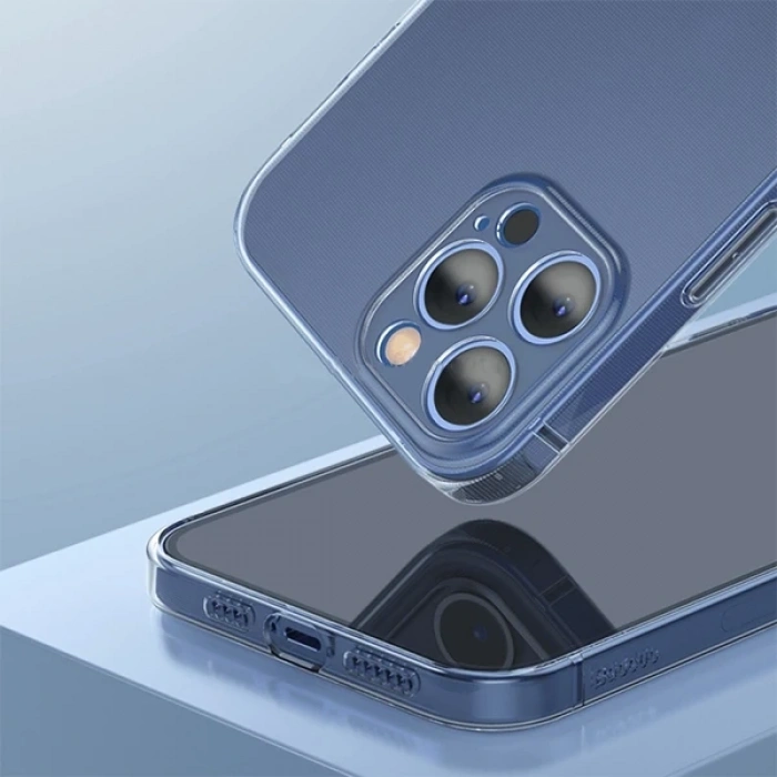 Baseus Simple Case İPhone 12 Pro Max 6.7 İnce Şeffaf Silikon Kılıf-(5775)