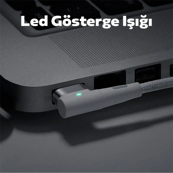 Baseus Zinc Manyetik L Uçlu 60W Macbook Hızlı Şarj Güç Kablosu 2m-(5775)