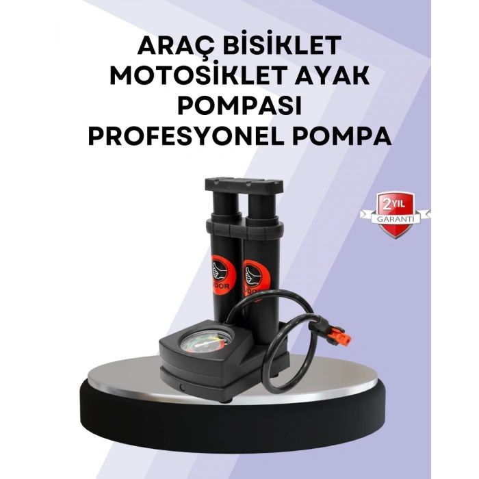 Basınç Saatli Ayak Pompası Bisiklet ve Araç Uyumlu