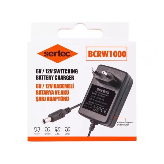 BCRW1000 6V/12V 1A Kademeli Batarya ve Akü Şarj Adaptörü