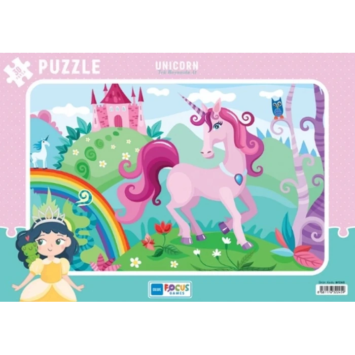 Blue Fus Unicorn (Tek Boynuzlu At) - Puzzle 30 Parça