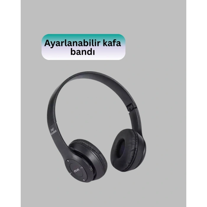 Bluetooth 5.0 Kablosuz Kulak Üstü Kulaklık | Stereo Ses ve Katlanabilir Tasarım