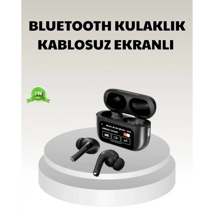 Bluetooth 5.3 ANC Kablosuz Kulaklık – Dokunmatik Kontrol Dijital Ekran ve Uzun Pil Ömrü