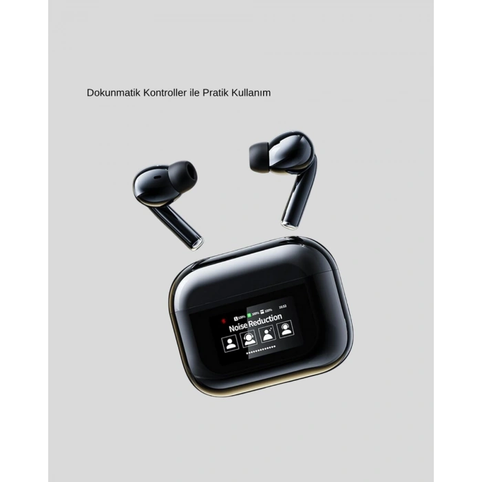 Bluetooth 5.3 ANC Kablosuz Kulaklık – Dokunmatik Kontrol Dijital Ekran ve Uzun Pil Ömrü