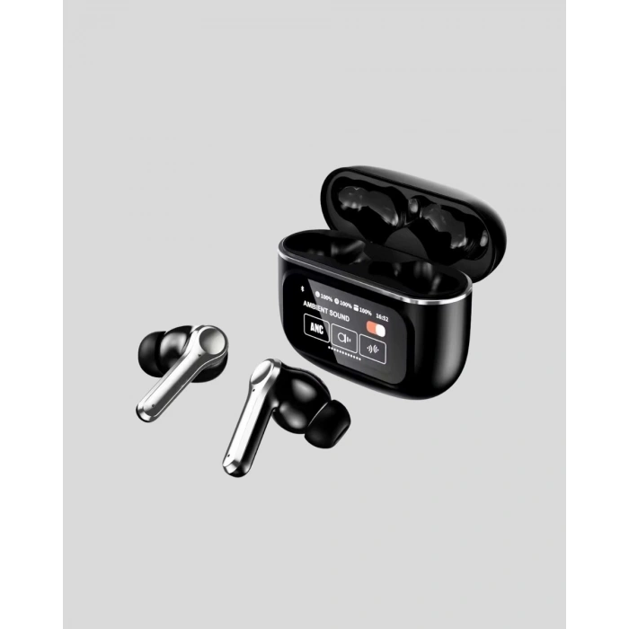 Bluetooth 5.3 ANC Kablosuz Kulaklık – Dokunmatik Kontrol Dijital Ekran ve Uzun Pil Ömrü