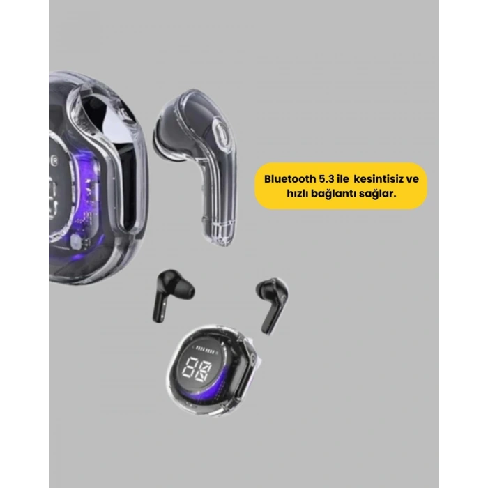 Bluetooth 5.3 Kablosuz Kulaklık 30mm Sürücü LED Ekranlı Mikrofonlu