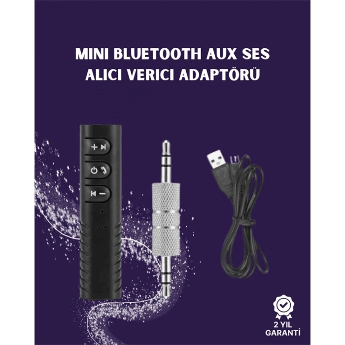 Bluetooth AUX Adaptör | 3.5mm Ses Girişi İçin Kablosuz Dönüştürücü 10m Menzil