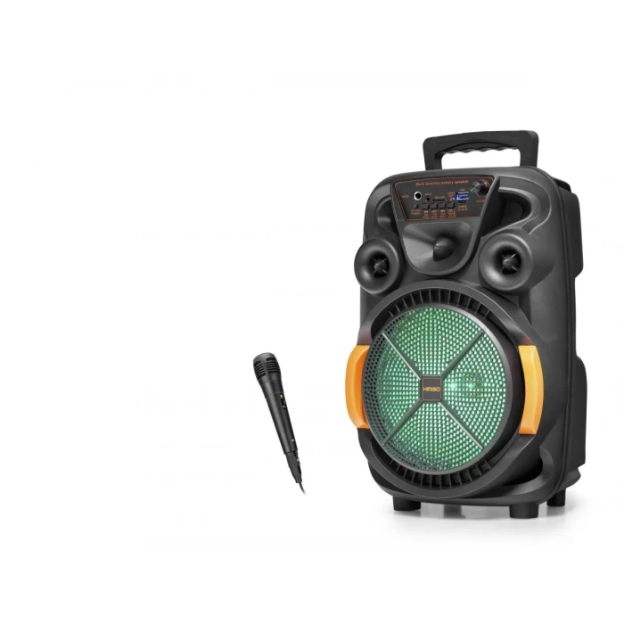 Bluetooth Hoparlör Fm Radyo 8 Inç Usb Tf Aux Rgb Mikrofonlu - Siyah QS4009