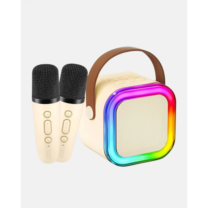 Bluetooth Karaoke Hoparlör Renkli LED Işıklı ve Type-C Şarjlı