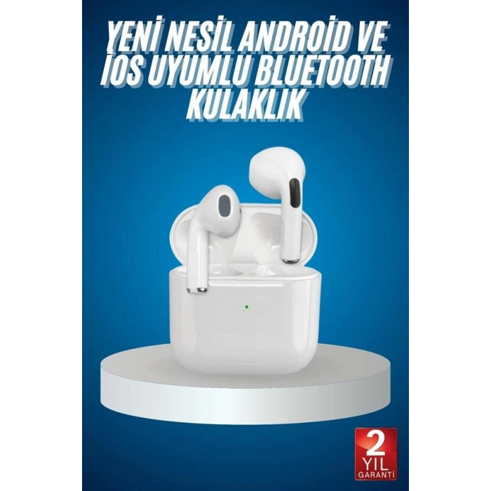 Bluetooth Kulaklık Beyaz Çağrı Cevaplama Dokunmatik Kontrol Kablosuz