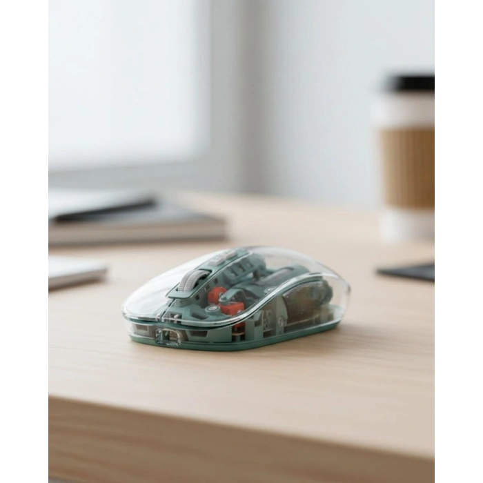 Bluetooth ve 2.4G USB Destekli Pilli Kablosuz Şeffaf Mouse
