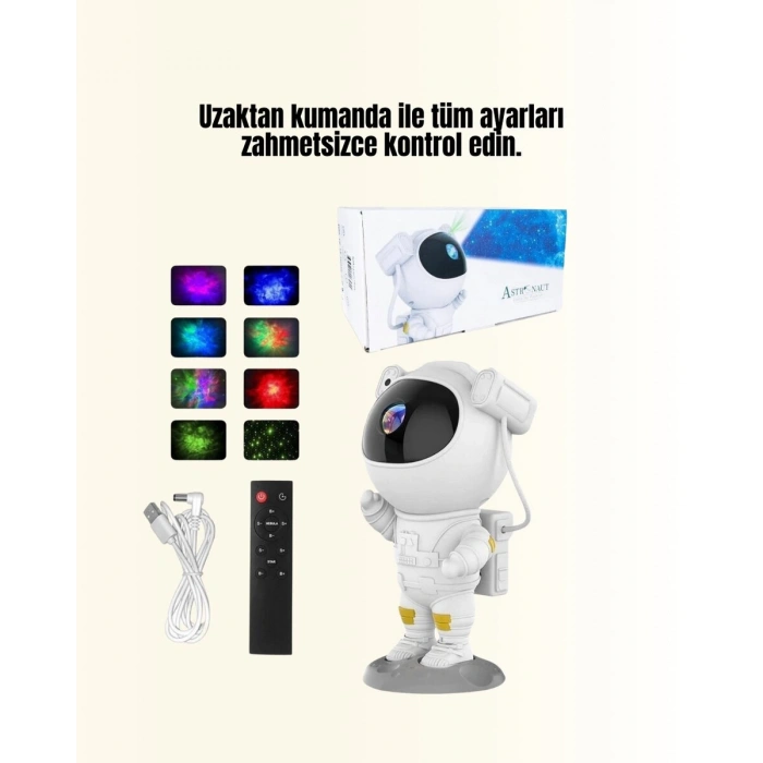 Bluetooth ve Dahili Ses Özellikli Astronot Projeksiyon Lambası