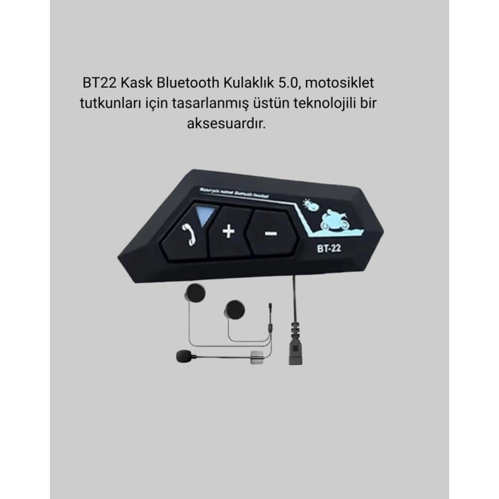 BT22 Kask Bluetooth Kulaklık 5.0 Gürültü Engelleyici ve Eller Serbest Kullanım