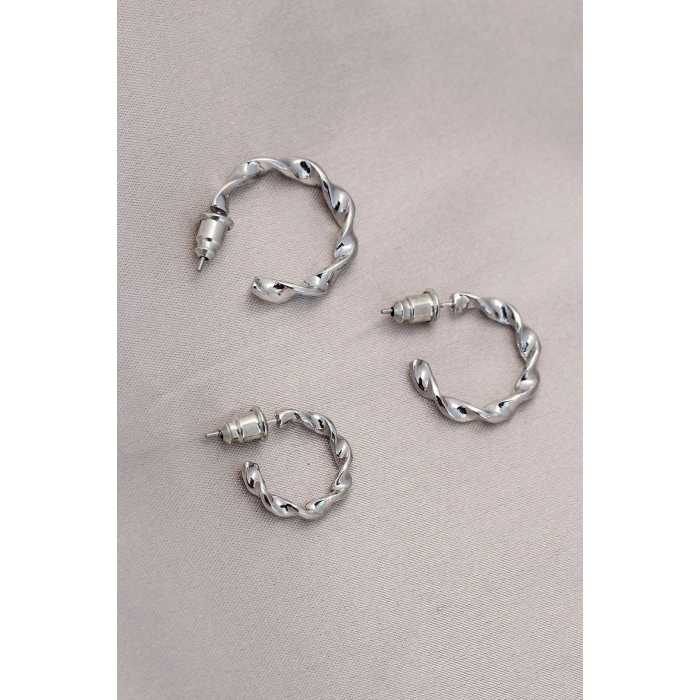 Burgu Model Gümüş Metal Küpe Seti 5886