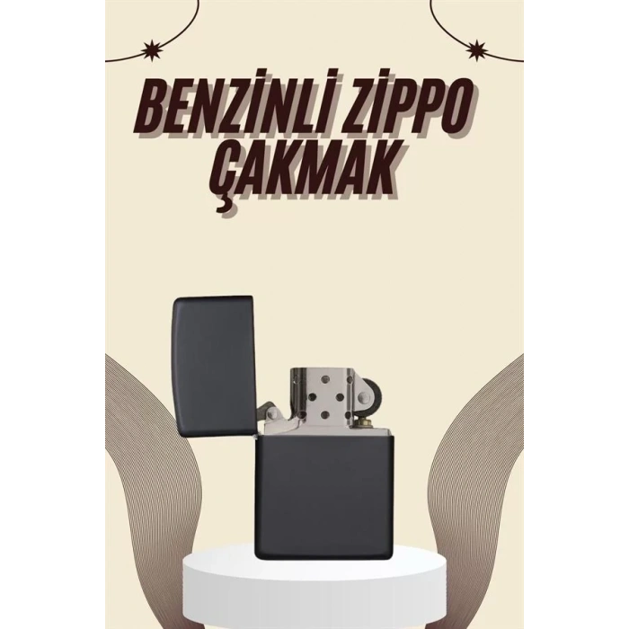 Çakmak Parlak Siyah Benzinli Çakmak Cep Boy Doldurulabilir