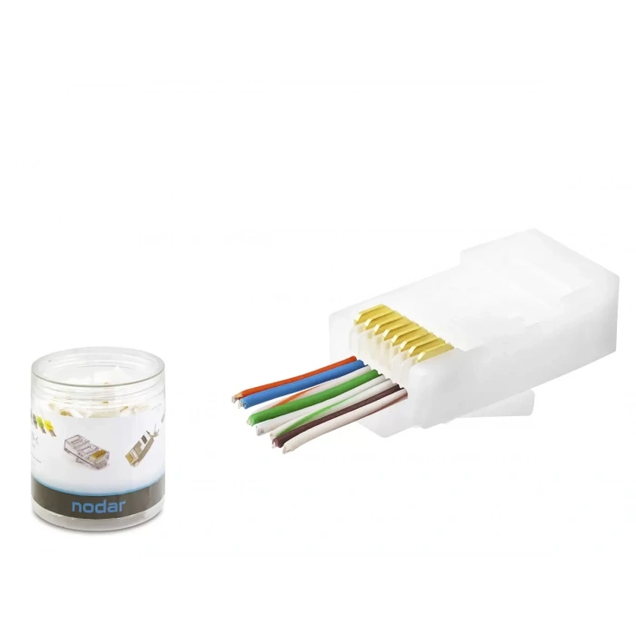 Cat6 Ez Rj45 Konnektör - 100 Adet Beyaz / Özel Plastik Kutulu ND2406