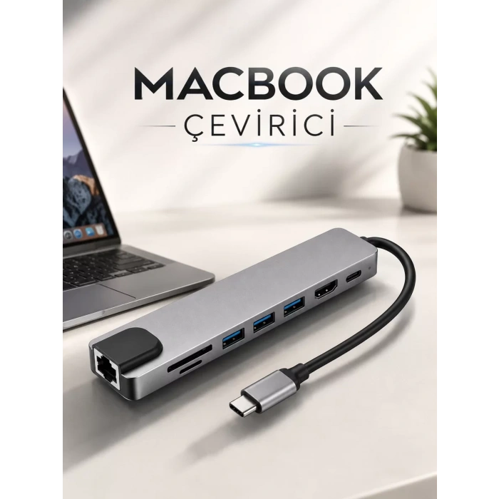 Çevirici Dönüştürücü Adaptör Macbook 3 In 1 Type-C To Hdmı USB 3.0
