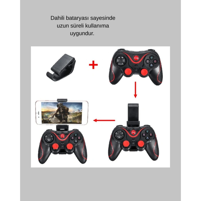 Çift Analog Joystick ve 14 Tuşlu Bluetooth Oyun Kumandası
