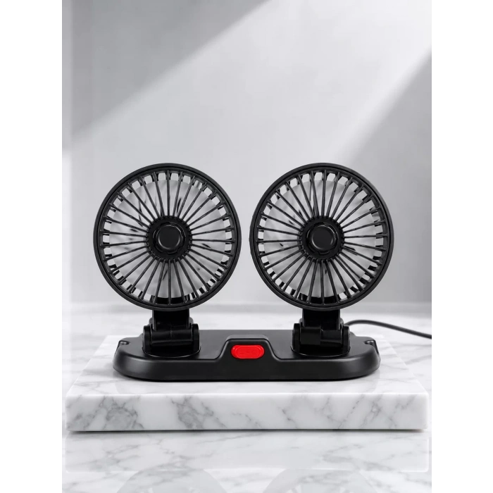 Çift Başlıklı Araç İçi USB Vantilatör Soğutucu Fan