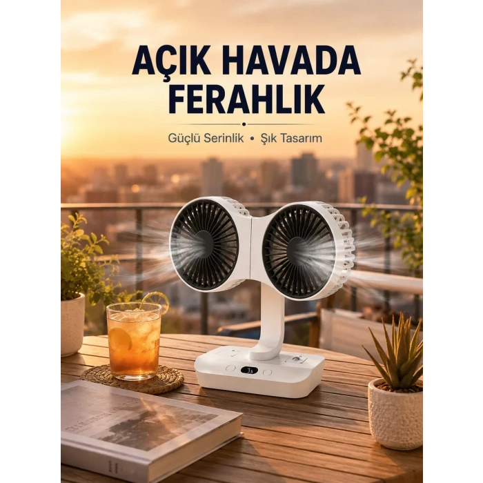Çift Başlıklı Masa ve Duvara Monte Edilebilir Vantilatör