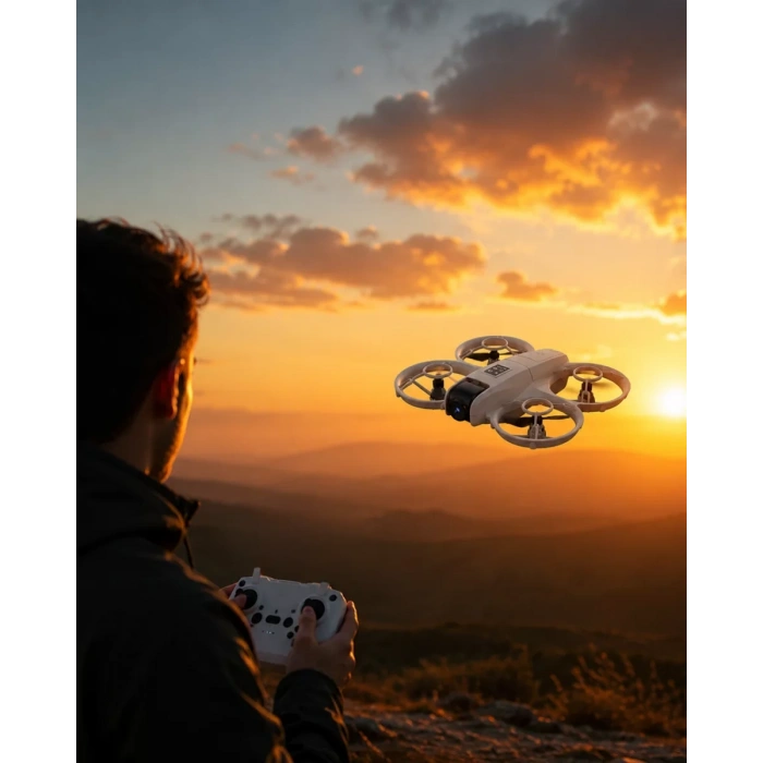 Çift Bataryalı Kameralı Mini Drone Işıklı Akıllı Uçuş Sistemi