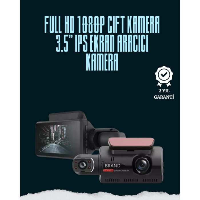 Çift Lensli Araç İçi Kamera – Park Koruma Gece Görüş ve Tarih Damgası