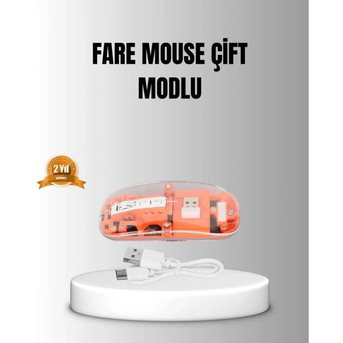 Çift Modlu Kablosuz Bluetooth 5.0 + 2.4GHz Mouse – 3 Cihaz Bağlantılı Hızlı Geçiş Düğmeli