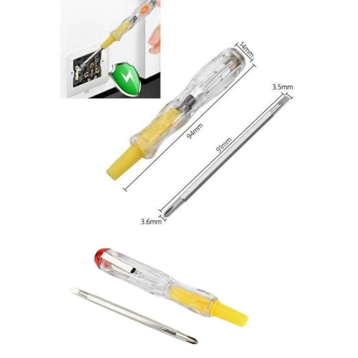 Çift Uçlu Kontrol Kalemi Elektrik Test Kalemi Şeffaf