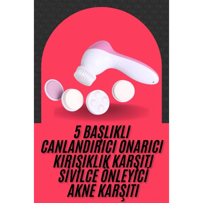 Cilt Temizleme ve Masaj Aleti 5 Başlıklı Akne ve Sivilce Önleyici