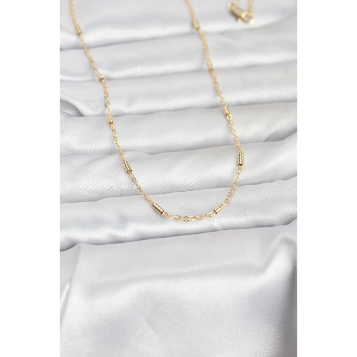 CM 14K Gold Renk Bar Zincir Model 60 cm Kadın Kolye 5886