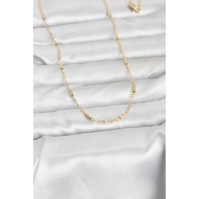 CM 14K Gold Renk Bar Zincir Model 60 cm Kadın Kolye - TJ-BKO10973