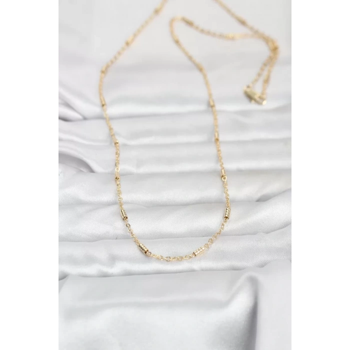 CM 14K Gold Renk Bar Zincir Model 60 cm Kadın Kolye - TJ-BKO10973