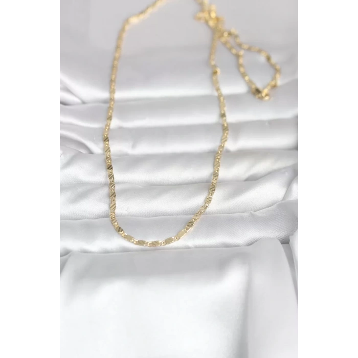 CM 14K Gold Renk Çizgi Lazer Model 60 cm Kadın Kolye - TJ-BKO10982