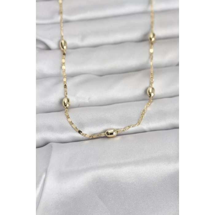 CM 14K Gold Renk Damla Topçuklu Zincir Model 60 cm Kadın Kolye - TJ-BKO10977