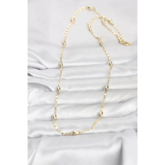 CM 14K Gold Renk Damla Topçuklu Zincir Model 60 cm Kadın Kolye - TJ-BKO10977