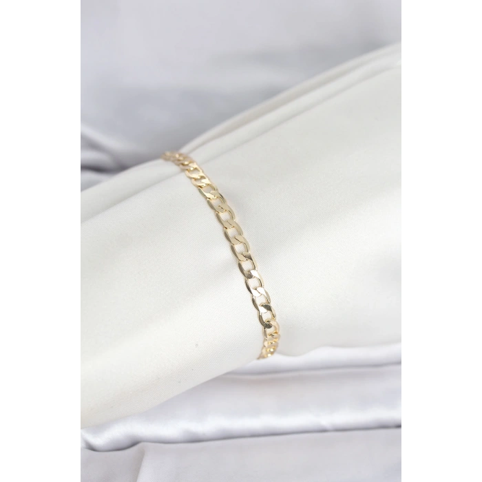 CM 14K Gold Renk Halka Zincir Model Kadın Bileklik 5886