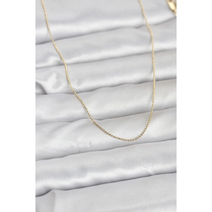 CM 14K Gold Renk İnce Top Zincirli 60 cm Kadın Kolye 5886