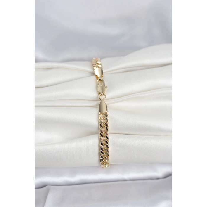 CM 14K Gold Renk Kalın Zincir Model Kadın Bileklik 5886