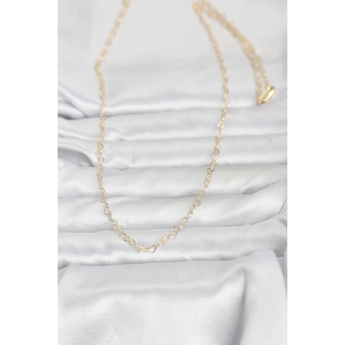 CM 14K Gold Renk Kalp Zincirli 60 cm Kadın Kolye 5886