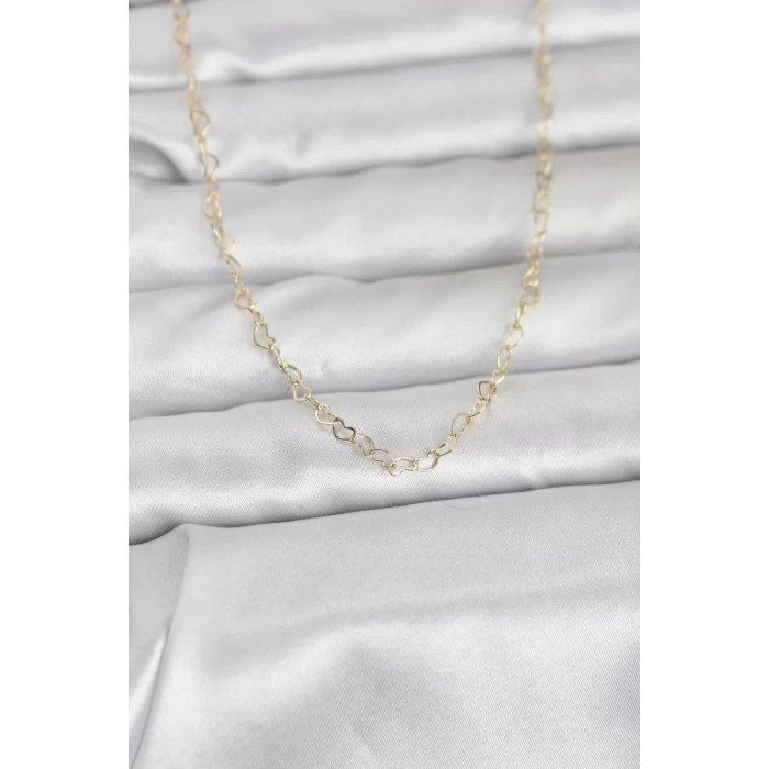 CM 14K Gold Renk Kalp Zincirli 60 cm Kadın Kolye - TJ-BKO10953