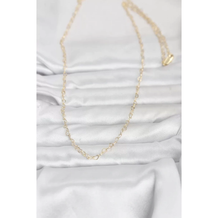 CM 14K Gold Renk Kalp Zincirli 60 cm Kadın Kolye - TJ-BKO10953