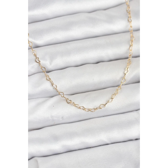 CM 14K Gold Renk Kalp Zincirli Kadın Kolye 5886