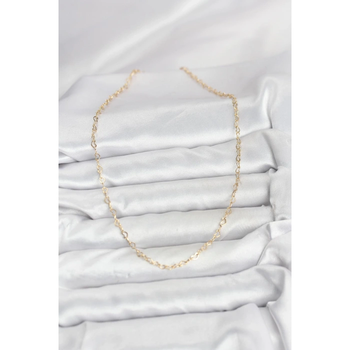CM 14K Gold Renk Kalp Zincirli Kadın Kolye 5886