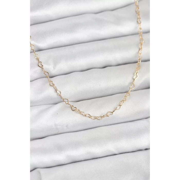 CM 14K Gold Renk Kalp Zincirli Kadın Kolye - TJ-BKO10924