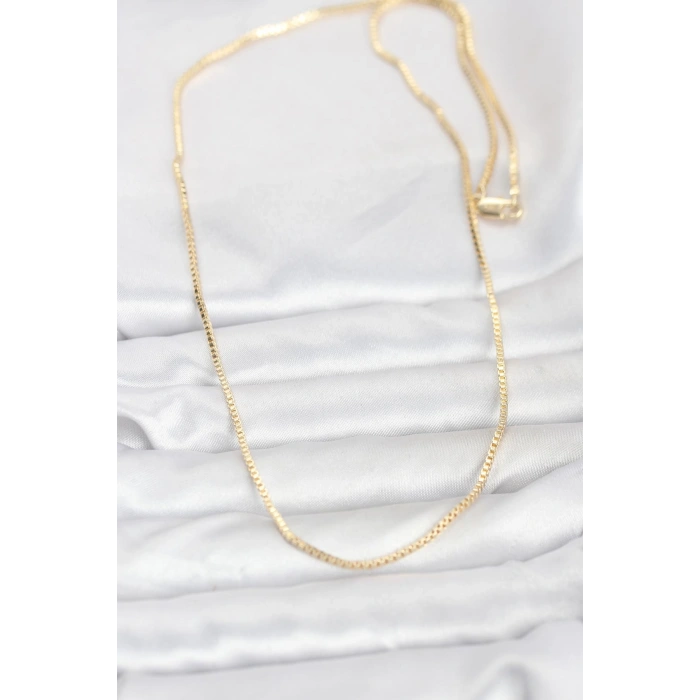 CM 14K Gold Renk Kare Zincirli Model 60 cm Kadın Kolye 5886