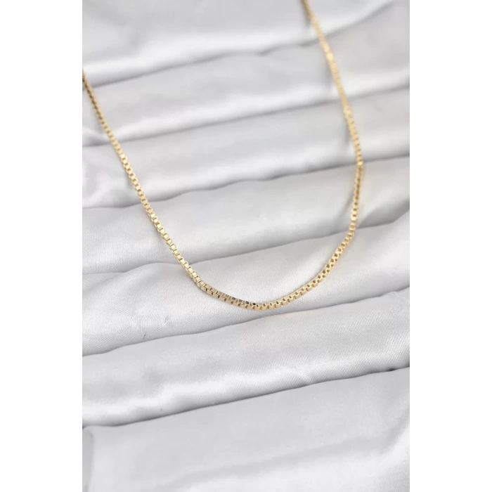 CM 14K Gold Renk Kare Zincirli Model 60 cm Kadın Kolye - TJ-BKO10941