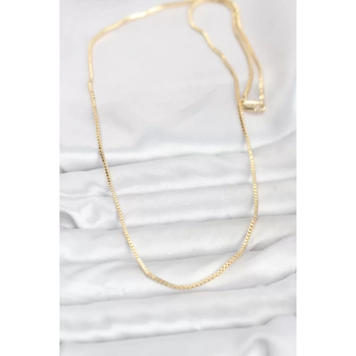CM 14K Gold Renk Kare Zincirli Model 60 cm Kadın Kolye - TJ-BKO10941