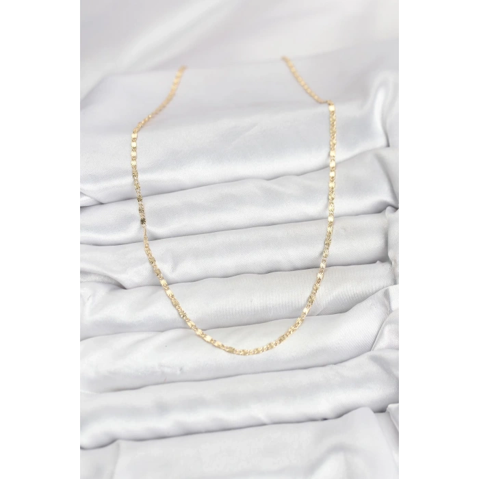 CM 14K Gold Renk Lazer İnce Zincirli Kadın Kolye 5886