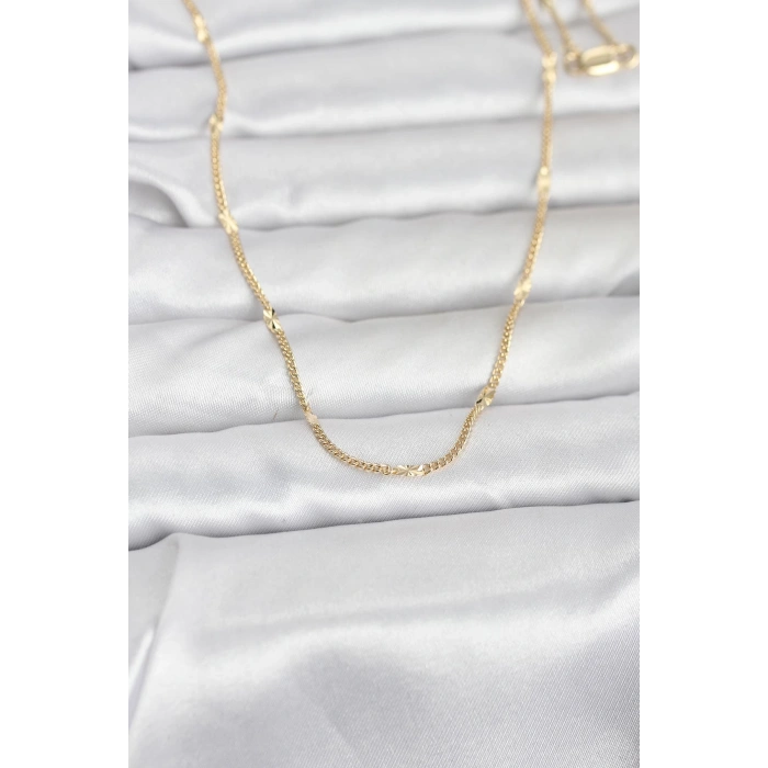 CM 14K Gold Renk Lazer Puntalı Model 60 cm Kadın Kolye 5886